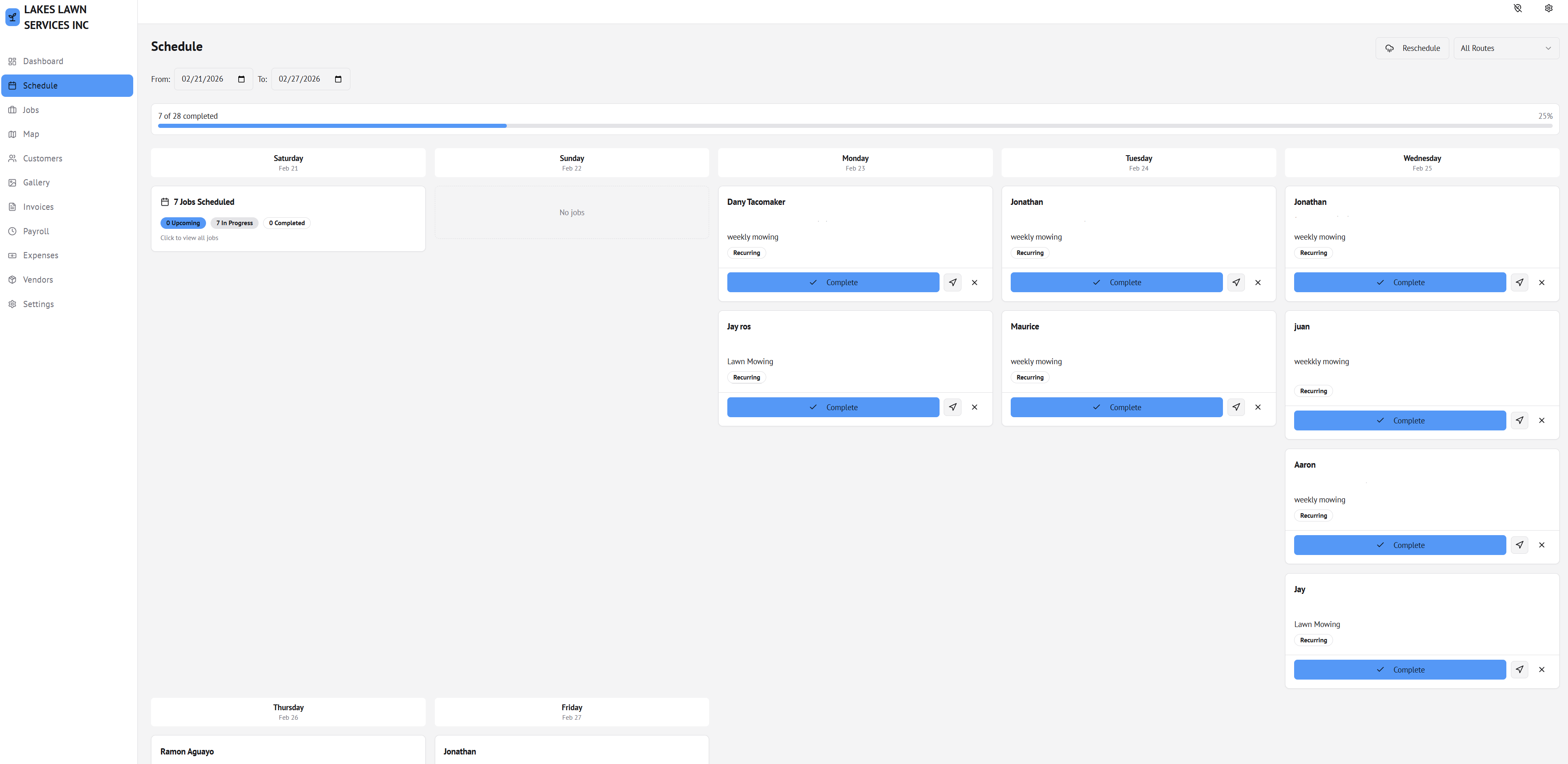 Schedule & complete jobs